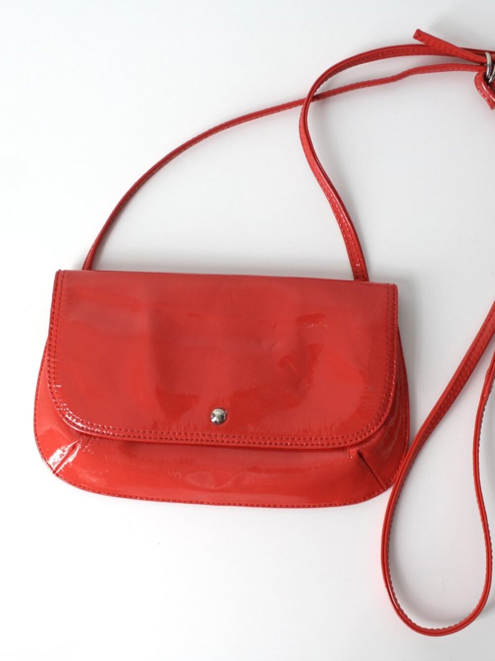 HOBO International small purse crossbody shoulder bag coral patent leather